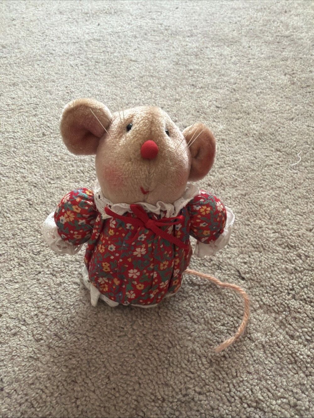 Vintage Avon Miss Molly Mouse 5" 13cm Plush Soft Toy Pomander 1980s Dress Cute
